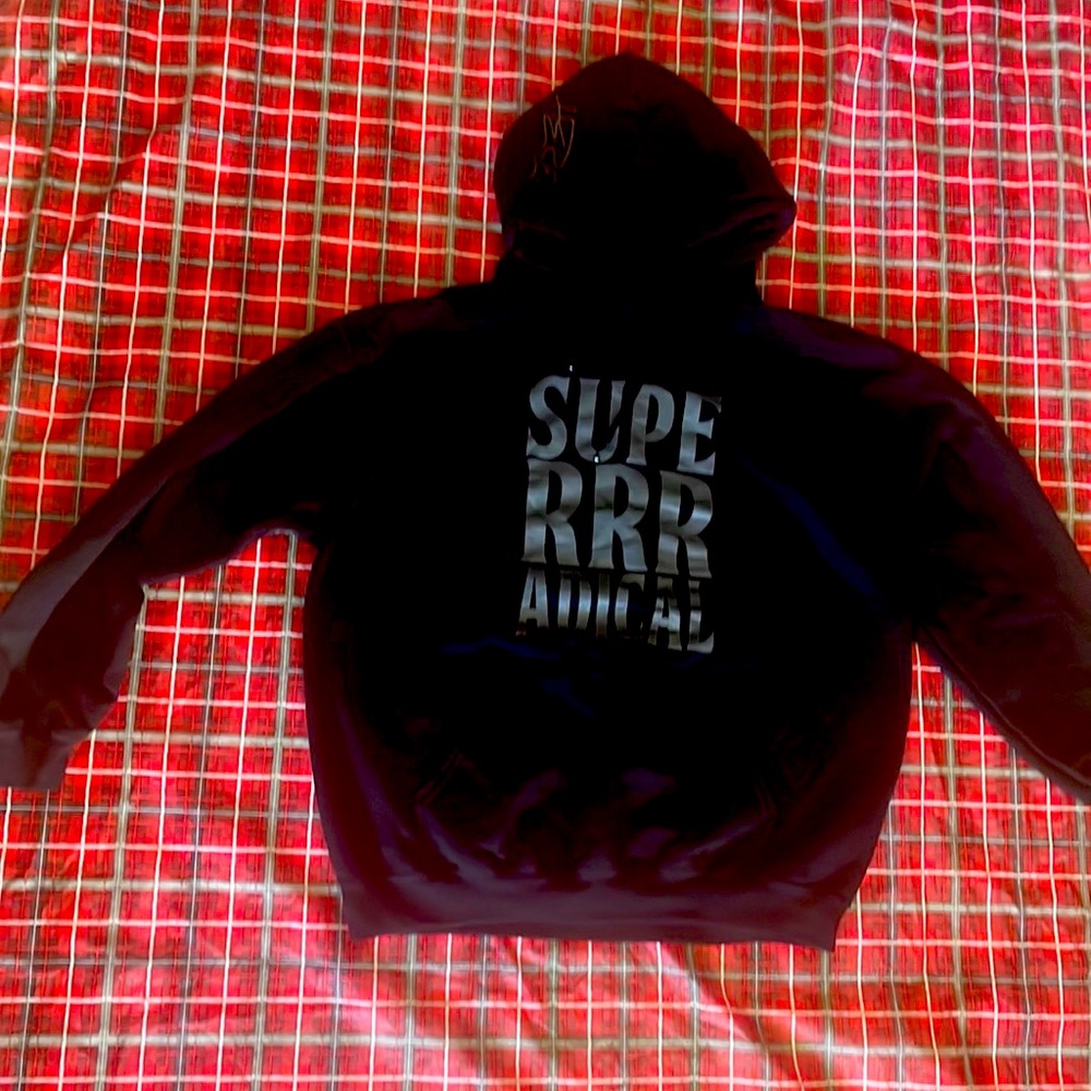 SUPERRRadical Men Hooded long sleeve sweatshirt cotton black Large